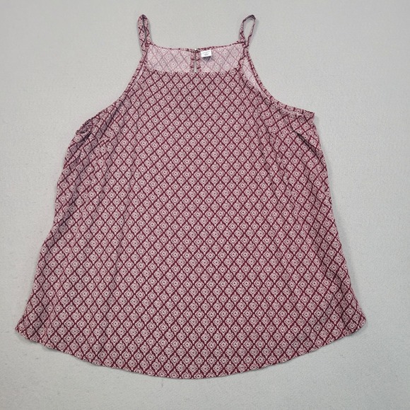 Old Navy Tops - Old Navy Womens Medium Maroon Geometric High Neck Sleeveless Cami Tank Top